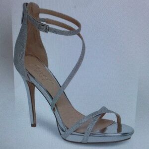 Galen Metallic Strappt Silver Platform Sandal Heels